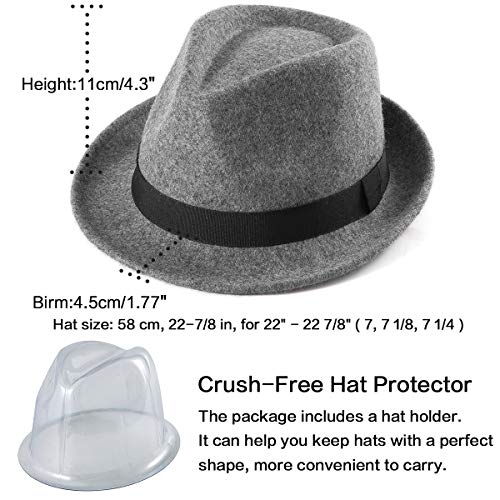 Image of LADYBRO Straw Trilby Fedora Hat for Men Women 1920s Wool Felt Panama 7 1 /4