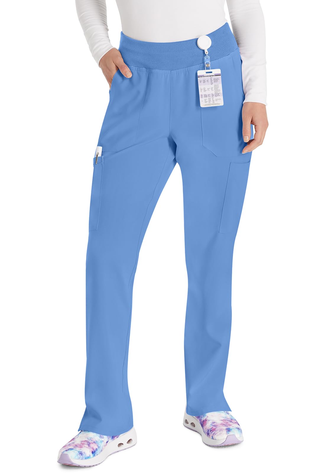 EDS Essentials Scrubs for Women, Yoga-Inspired Pull-On Pant with Four-Way Stretch and Moisture Wicking DK005