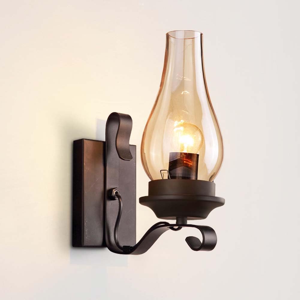 Rustikale Wandleuchte Innen Vintage Wandlampe Glas Lampenschirm Flurlampe Antik Nostalgie Lampe Design Wandbeleuchtung 1 Flammige Landhausstil Old Öllampe Rustikale für Nachttisch Schlafzimmer