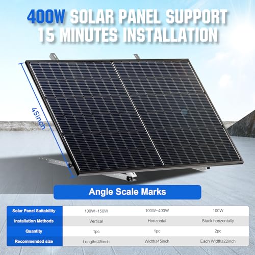 ECO-WORTHY 2 Sets 45inch Adjustable Solar Panel Tilt Mount Brackets with Foldable Tilt Legs, Ieal for 2-4pcs 100 200 300 400 Watt Solar Panel for Roof, RV, Boat, and Off-Grid