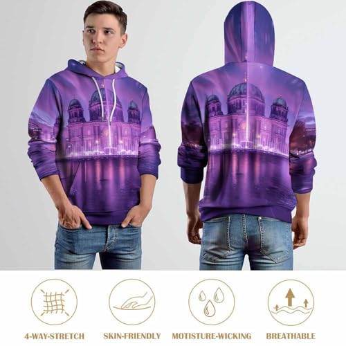 Twilight Sky with Berlin Cathedral Adult Hoodies Pullover Hooded Sweatshirts Long Sleeve Sweater Tops with Pocket 5
