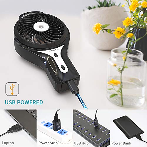 OPOLAR Handheld Personal Water Misting Fan for Travel, Portable Rechargeable Fan with 2200mAh Battery, Battery Operated or USB Powered, Small Air Cooler/Mini Humidifier with 3 Settings