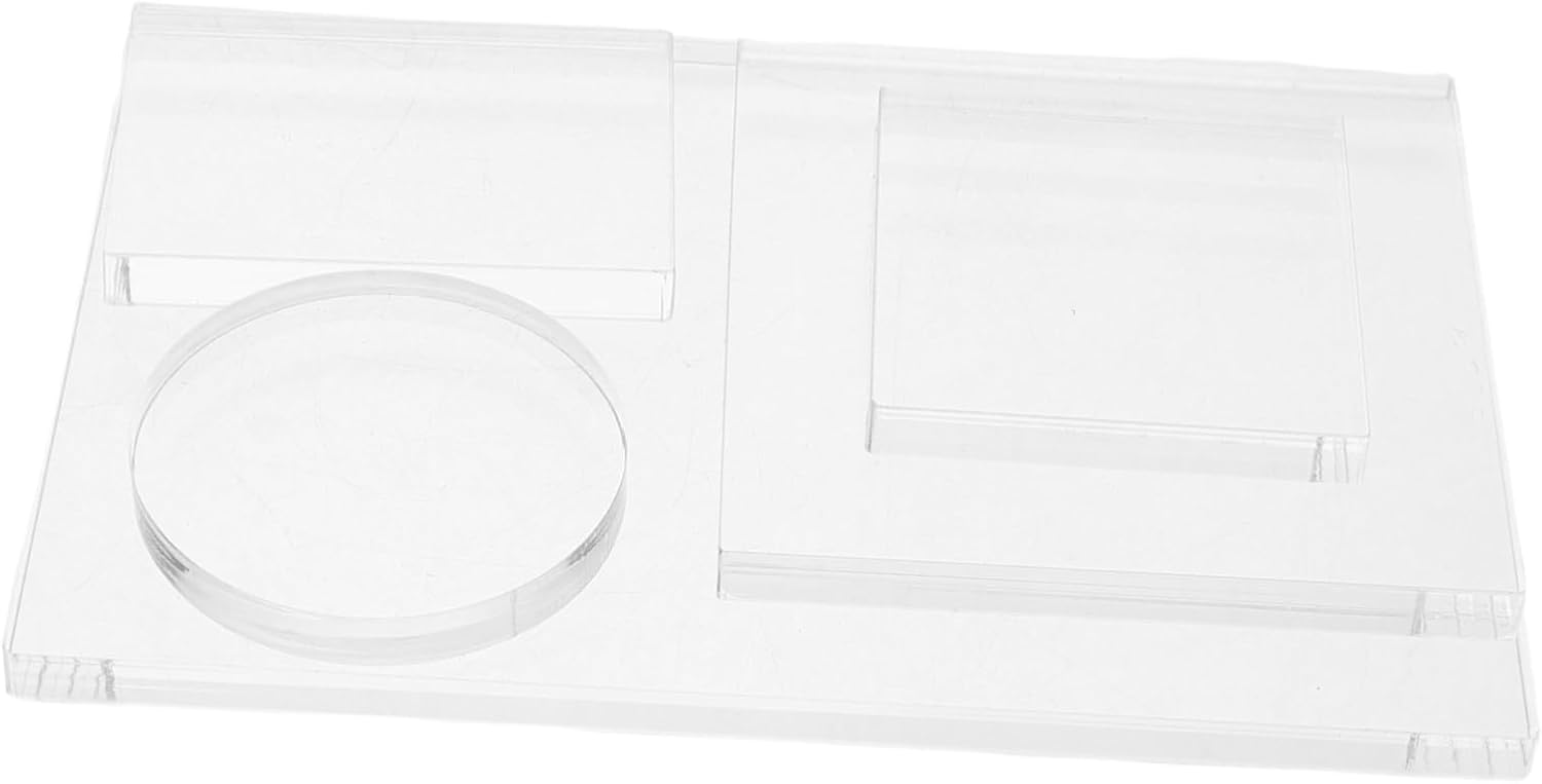 jojofuny 5pcs Acrylic Stamp Blocks: Transparent Stamping Tools Clear Reusable Rubber Stamp Companion for Scrapbooking Card Making and Journaling DIY Crafting