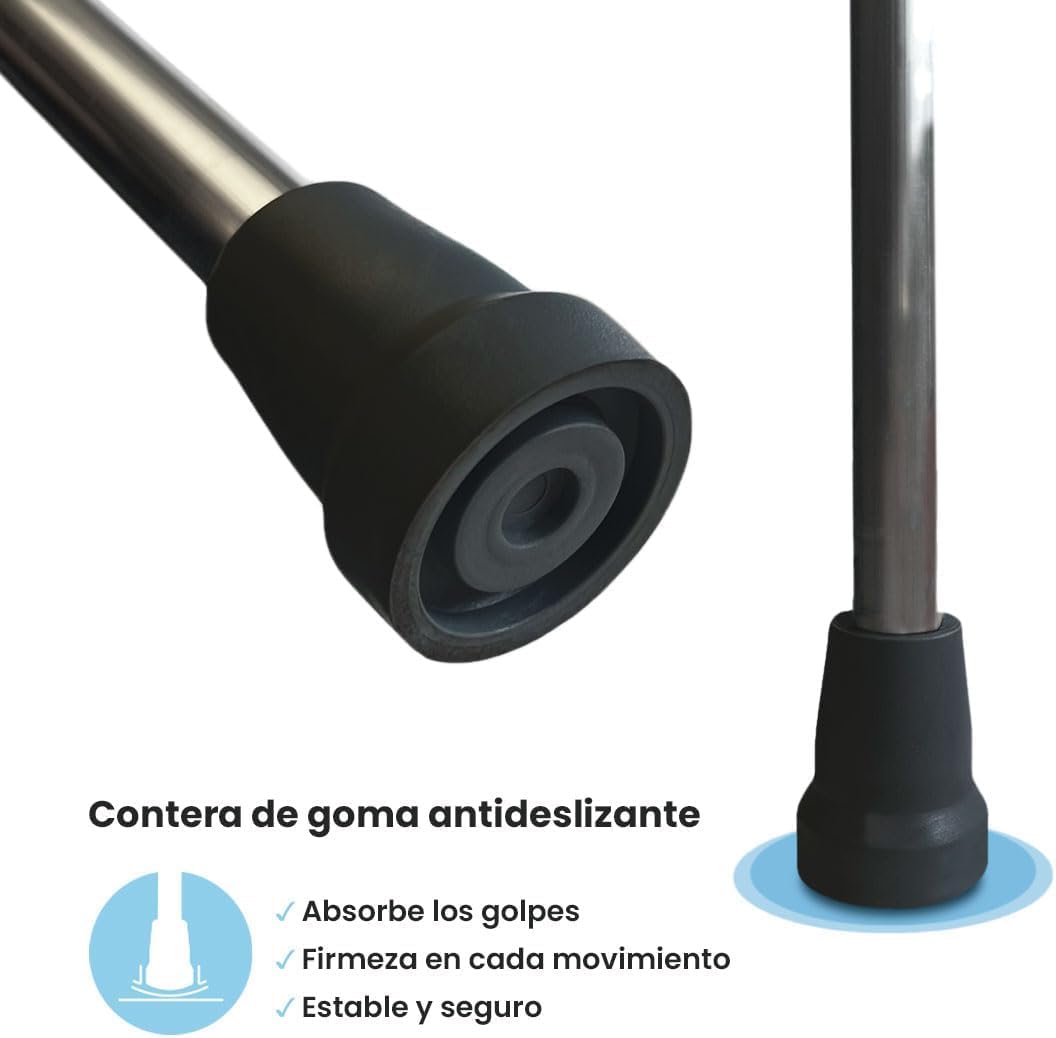 2 Muletas Inglesas para Adulto, Tipo Codo, Regulables, de Aluminio, Negro - Ayuda Técnica para Deambulación y Roturas Óseas (2 Unidades) Par de Muletas ajustables, con agarre cómodo
