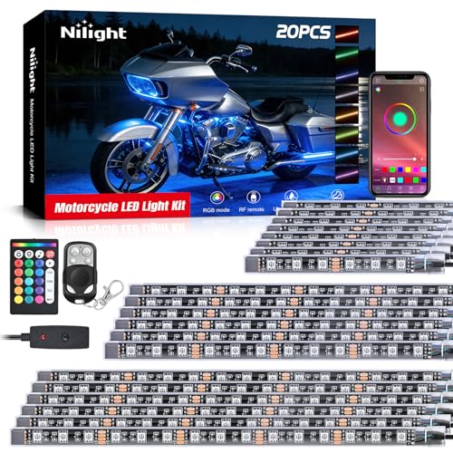 Nilight 20PCS Motorcycle RGB LED Light Kit with Remote