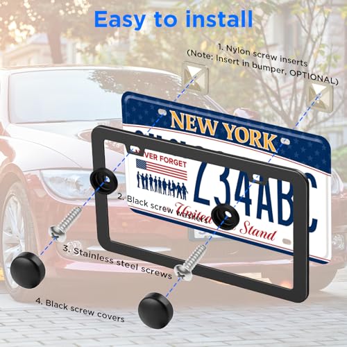 Save on RYHYC Black Metal License Plate Frame 2-Pack - Image 6