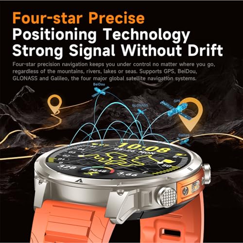 GPS Montre Connectée Homme Femme de Sport étanche multi activités Podomètre Appels Bluetooth10 jours d'autonomie Moniteur Fréquence Boussole suivi de la Pression Atmosphérique, Altimètre 1ATM – vue 3