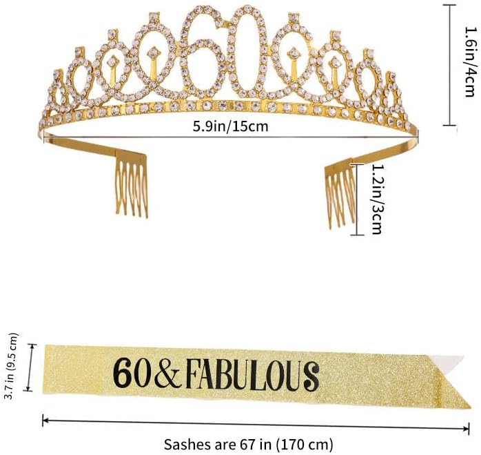 Miniatura 2 de Decoraciones de cumpleaños número 60 para mujer, banda, corona, vela de cumpleaños y globo de aluminio digital de 32 pulgadas, decoración de pastel