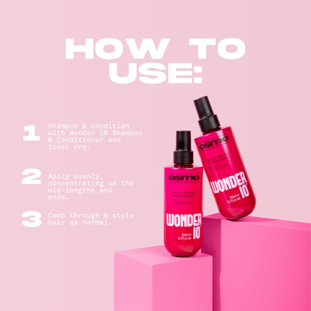 OSMO Wonder 10 | Intensive Leave-in Treatment | Dry, Damaged & Coloured Hair | Hair Extensions. Vegan. 250ml.