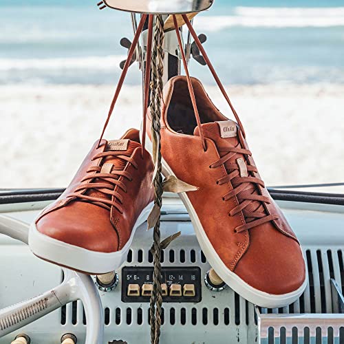 Olukai Lae'ahi Li 'Ili Men's Leather Sneakers, Supple Full-Grain Leather Shoes, Drop-In Heel & All Weather Rubber Soles, Fox/Fox, 7 #TOP6