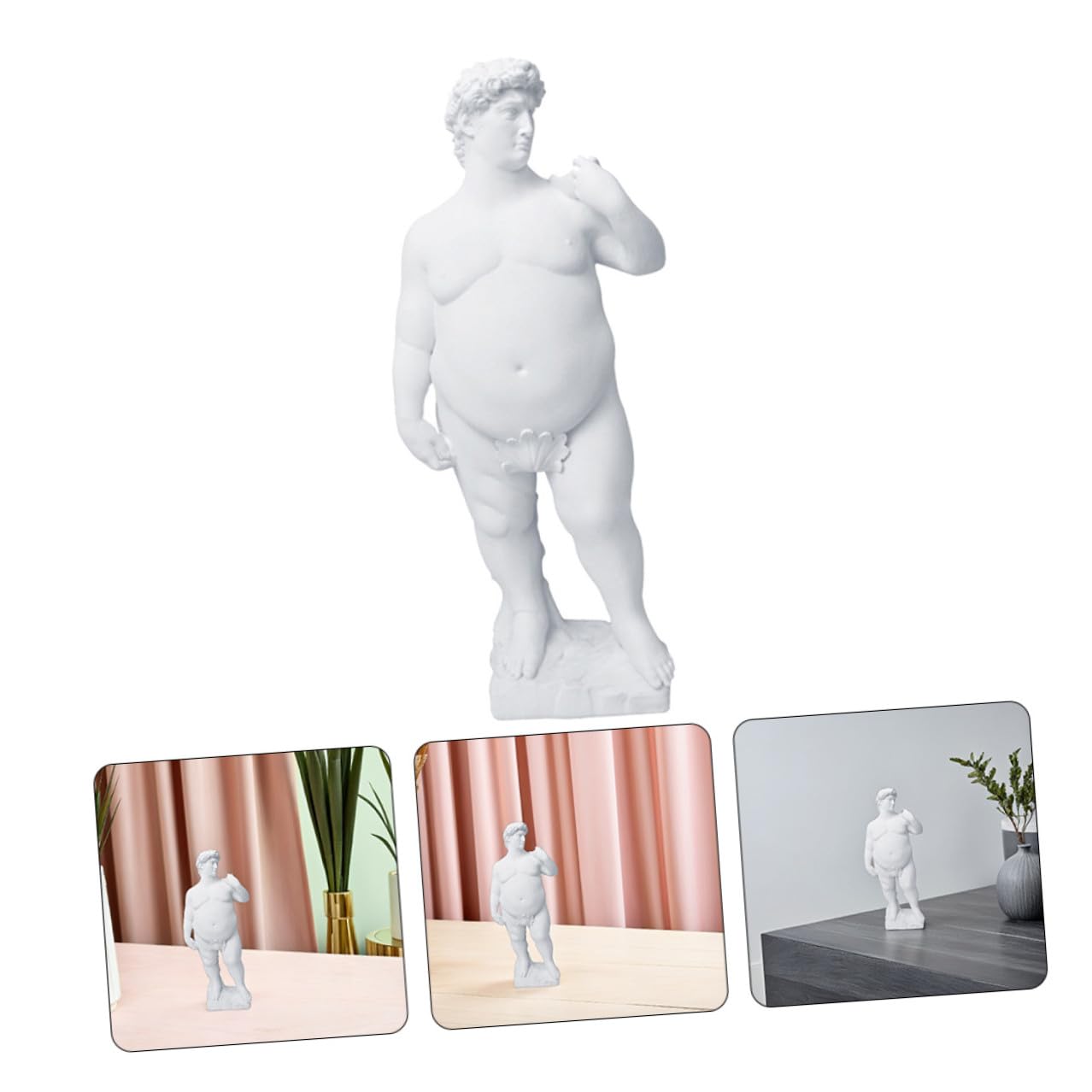 ibasenice Estatua de David Gordo Desnudo para decoración de Escritorio en la Oficina o el hogar, tamaño pequeño para decoración de estantes