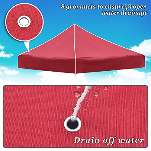 Strong Camel Ez Pop Up Canopy Replacement Top Instant 10'X10' Gazebo Ez Canopy Cover Patio Pavilion Sunshade Plyester-Burgundy Color #TOP2