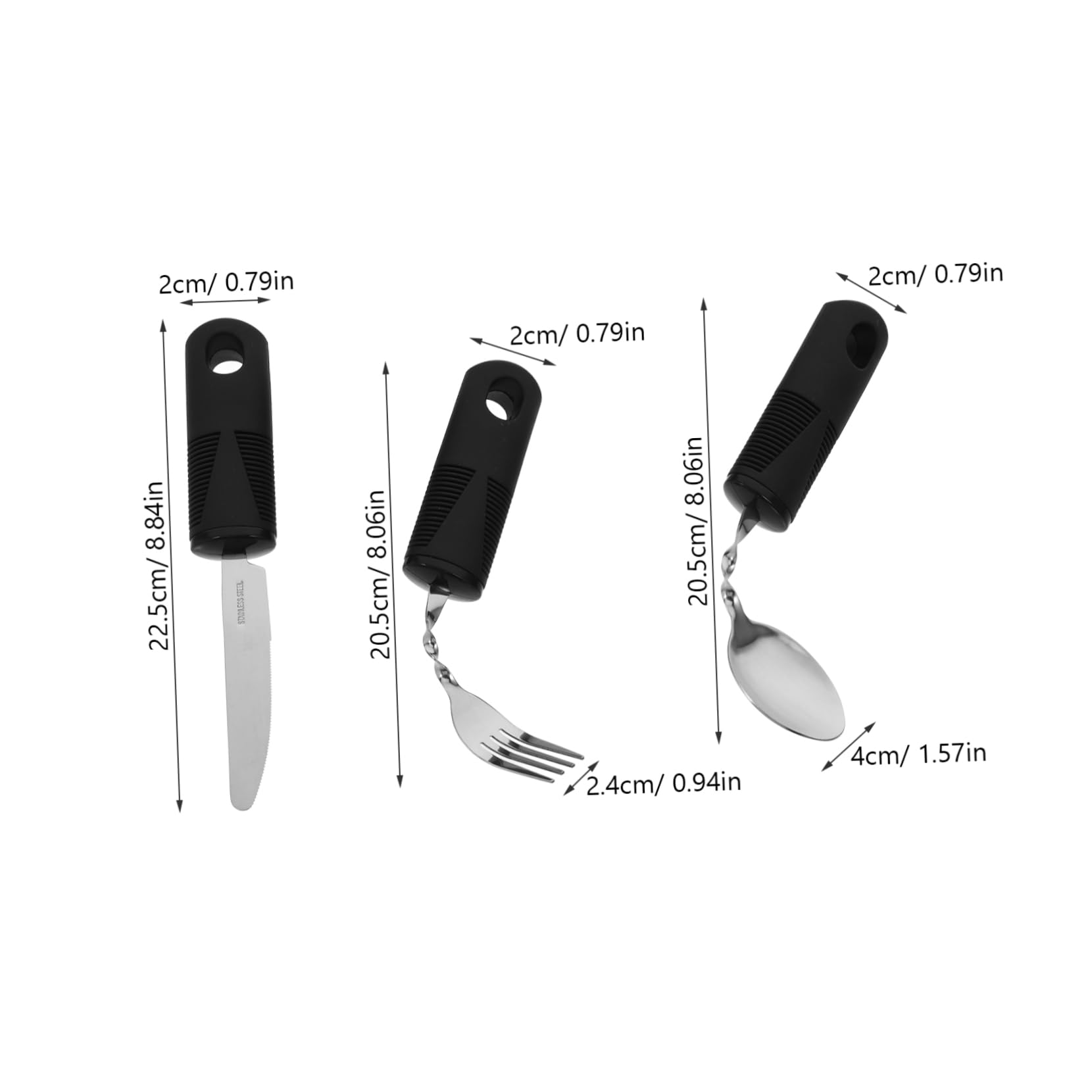 Gogogmee Elderly Hand 3-in-1 Anti-Tremor Spoon Fork Knife Set Weighted Silverware for Seniors Adaptive Utensils Dishwasher Safe