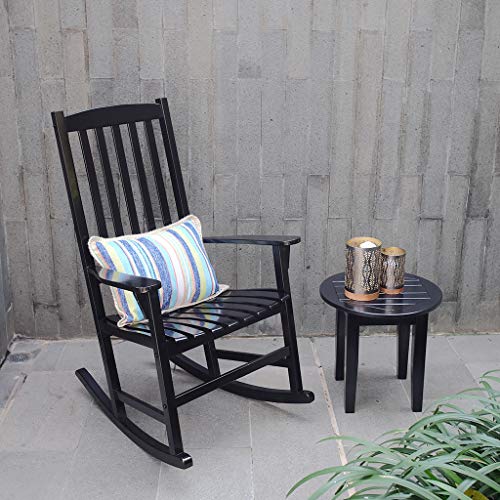 Cambridge Casual Bentley Solid Wood Outdoor Porch Rocking Chair for Patio Furniture, Black - Thumbnail 5