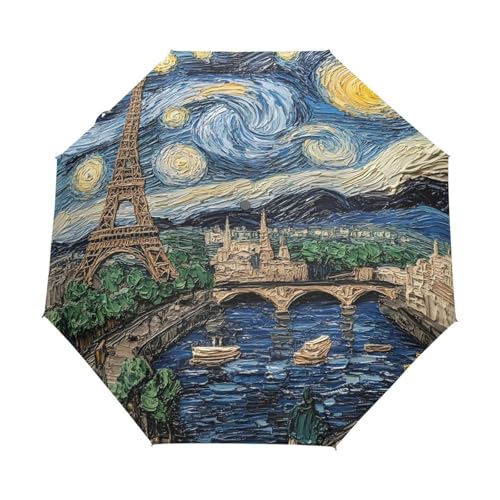 Parapluie pour la pluie femme GAIREG automatique léger motif tour Eiffel rétro
