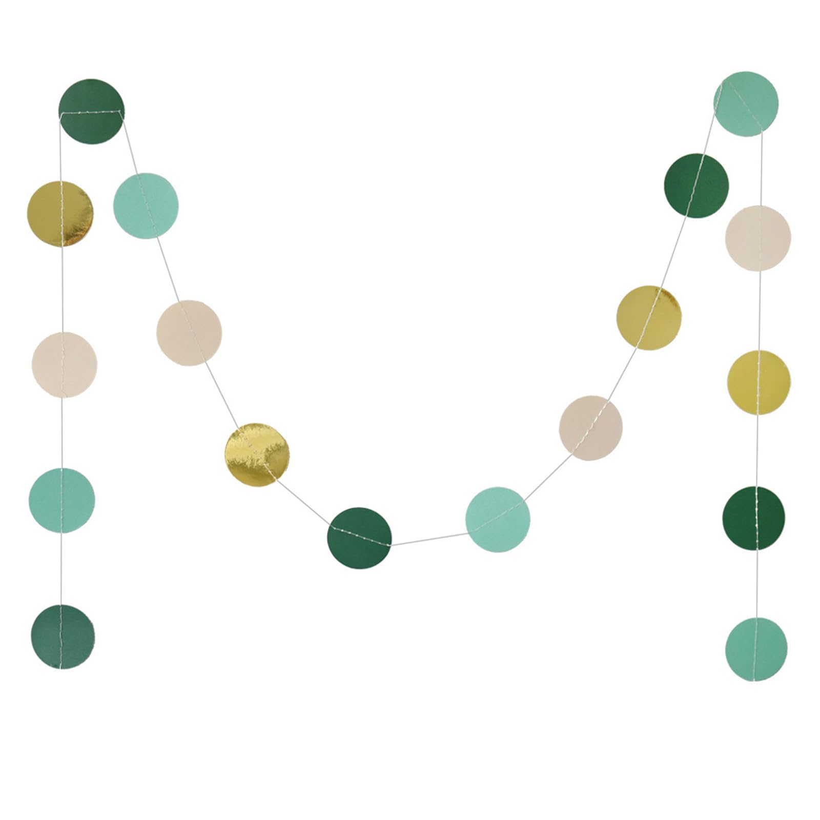 Sage Green and Gold Paper, Polka-Dot Hanging Decorations, Reusable