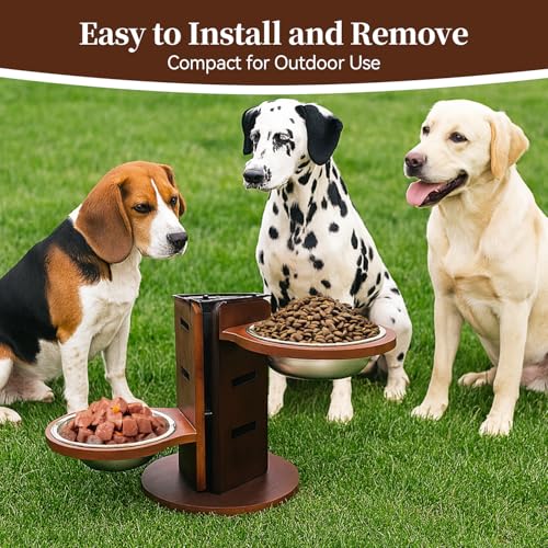 Hundenapf Erhöhte Fressnapfe Höhenverstellbar Futternapf für Hunde 3-Stufig Hundebar Verstellbar 3-Seitiger Design-Ständer 3 Edelstahlnäpfe 650 ml Futterstation Rutschfester Boden für Mehrheit Hunde