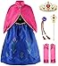 JerrisApparel Snow Party Dress Queen Costume Princess Cosplay Dress Up (4-5, Dark Blue)