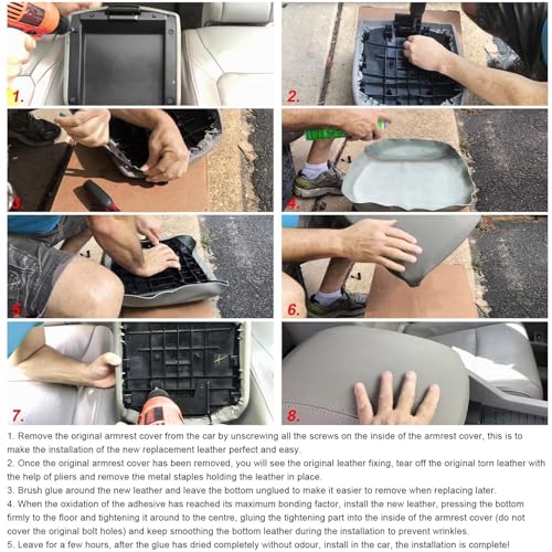 FZJDSD Black Leather Auto Center Console Leather Lid Replacement Armrest CoverCompatible with Chevy Silverado 2014-2018 Compatible with GMC Sierra 2014 2015 2016 2017 2018 Anti-Scratch/Gray Stitch - Thumbnail 3