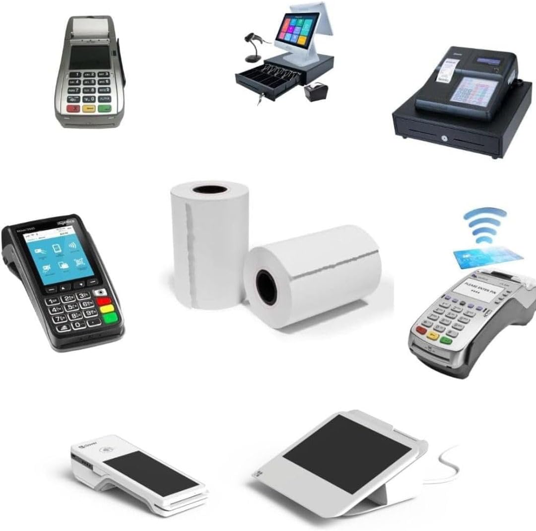 (100-ROLLS) 2 1/4" x 50 Thermal Paper Rolls | BPA-Free Thermal Receipt Paper for Clover Flex, Square Terminal, Star SP700, Verifone VX520, | 58mm POS System, Cash Register Tape, | Bulk Value image 5