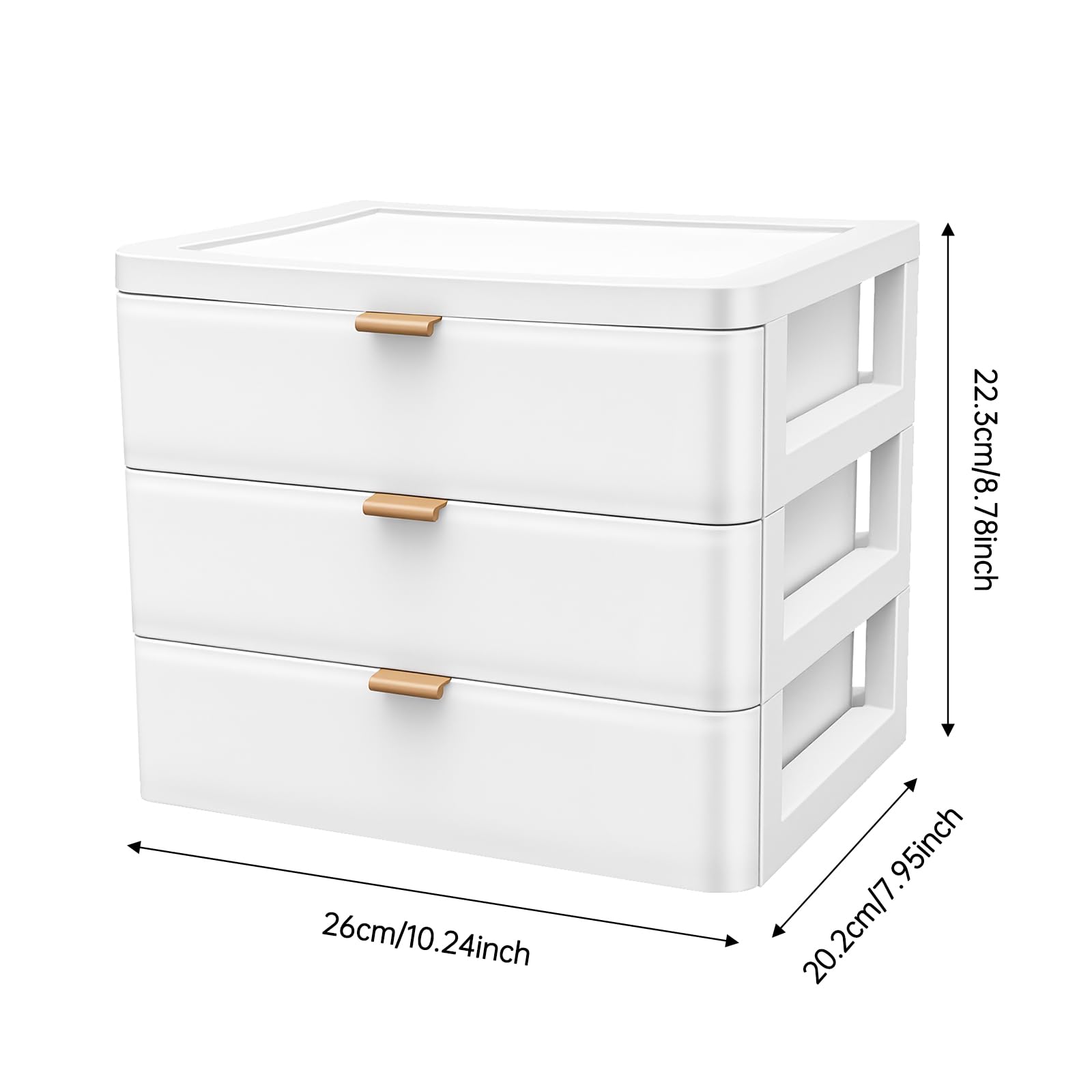 Schreibtisch-Aufbewahrungsbox Schubladenbox Schreibtisch-Organizer Aufbewahrungs-Organizer mit 3 Schubladen Kosmetik-Organizer Desktop Aufbewahrungsbox für Arbeitszimmer, Schlafzimmer, Büro