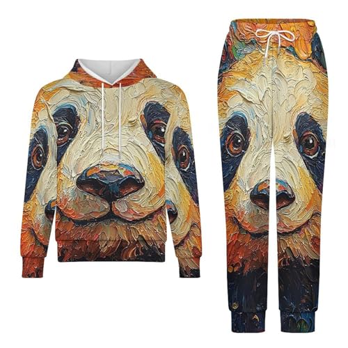 Boys Girls Sweatshirt Set Kid 2 Piece Pullover Hoodie Jogger Sweatpants, Panda Psychedelic Abstract4