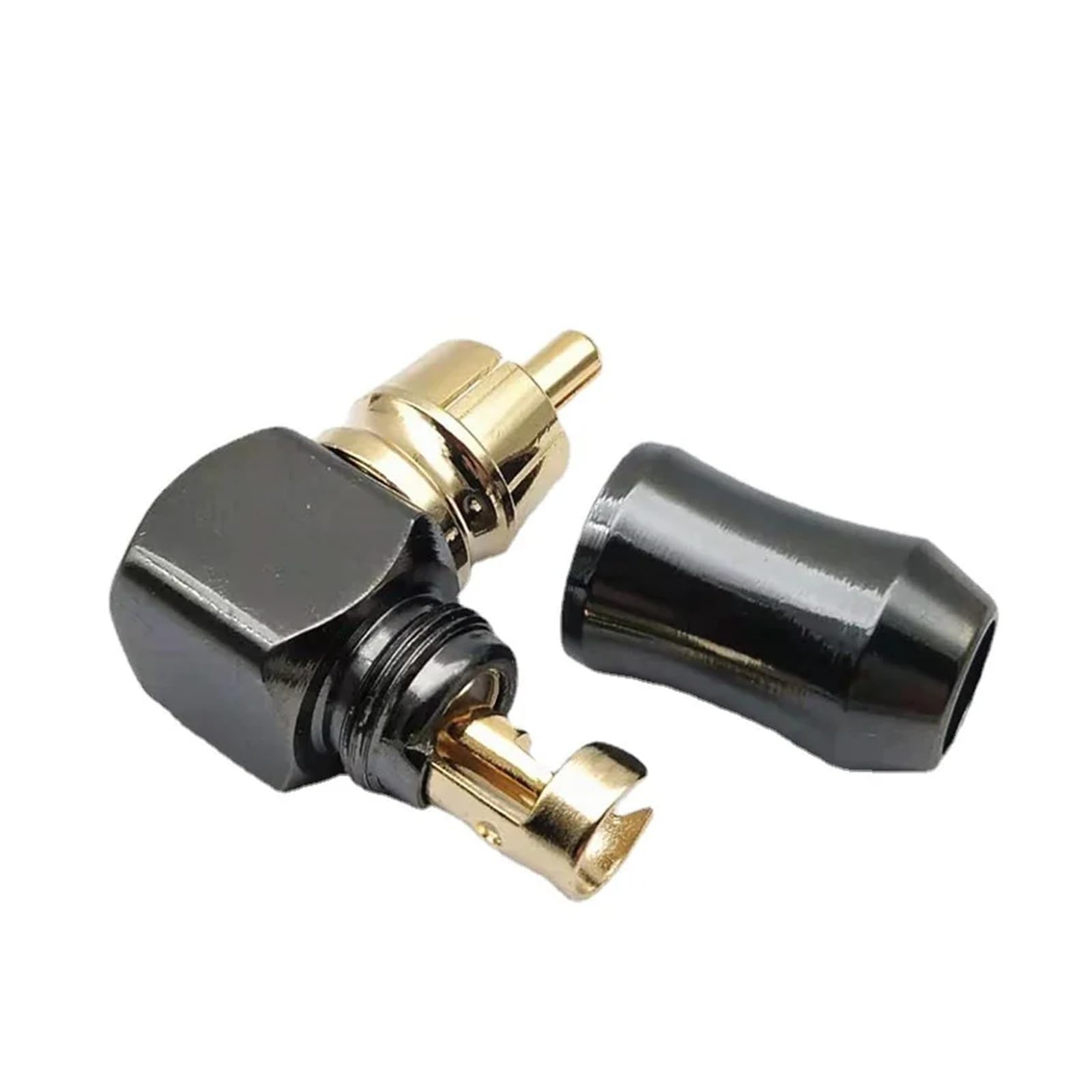 Connecteur mâle RCA Type L noir à 90 degrés, en cuivre plaqué or, coude Lotus à souder, prise Audio à queue courte, 1/4/10 pièces