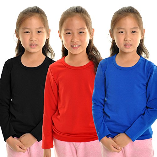 Angelina Kids Fleece Lined Crew-Neck Long Sleeves Thermal Top (3-Pack)