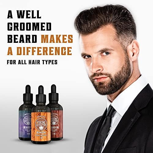 Viking Revolution Beard Oil For Men 3 Pack - All Natural Variety - Sandalwood, Pine & Cedar, Clary Sage Conditioning And Moisturizing Beard Oil Set - Beard Growth Oil - Beard Oil For Men Growth