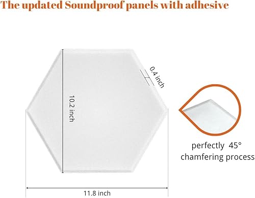 Miniatura 2 de Paneles acústicos, paquete de 12 paneles de espuma autoadhesivos a prueba de sonido, 12 x 10 x 0.4 pulgadas, paneles de pared insonorizados de alta