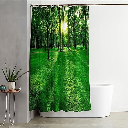 Rideau de douche polyester 180x200cm vert imperméable avec anneaux