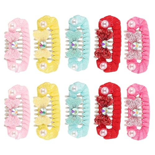 Beaupretty Pinzas Pelo de Cachorro 10 Piezas, Accesorios para Mascotas Pequeñas, Clips de 2.8 Cm en Colores Amarillo, Rosa, Fucsia, Azul Verdoso y Rojo, Ideales para Perros y Gatos,