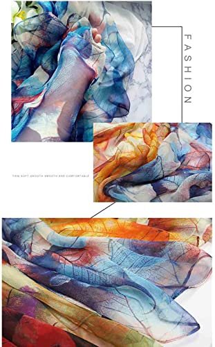 Image of Pokeedioty Scarfs for Women Lightweight Scarves Elegant Floral Pattern Sheer Scarfs Shawls Wraps