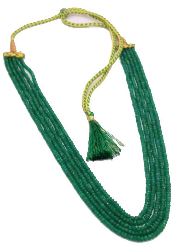 Beautiful 5 Layer Emerald Jade Gemstone 4mm Beads Necklace 22" Long Handmade Necklace,Bridesmaid Roundelle Faceted Beads Wedding Women Jewelery-image-30