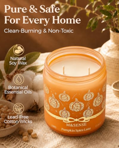 M&Sense Pumpkin Spice Latte Scented Fall Candle for Home Thanksgiving Decor - Image 3