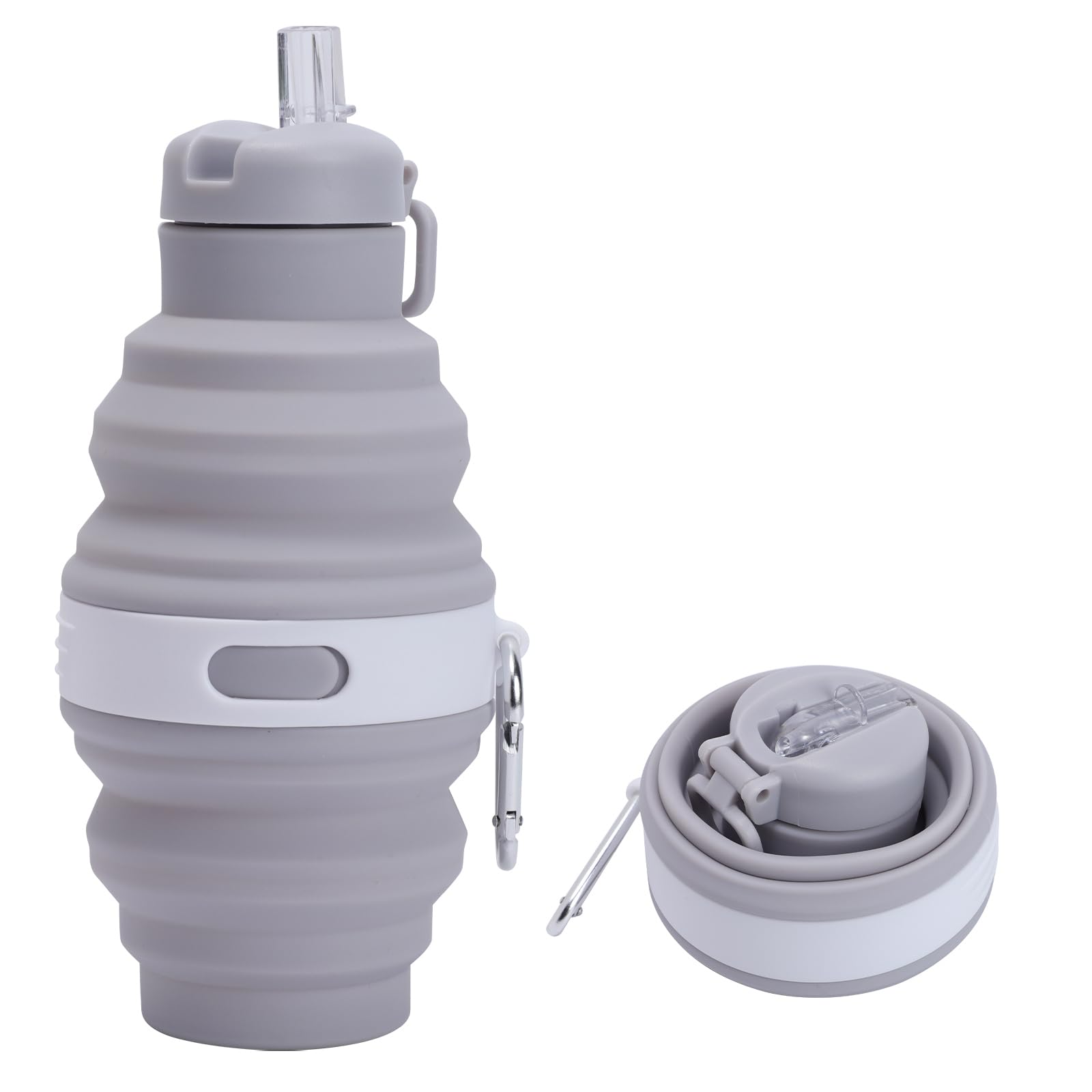 Mayoii Gray Collapsible Silicone Water Bottle - Portable, Multifunctional, Foldable With Suction Nozzle For Travel (Gray)