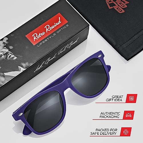 Image of Retro Rewind Polarized Sunglasses for Women Men - UV400 Classic Square Vintage Shades Trendy Unisex Sun Glasses