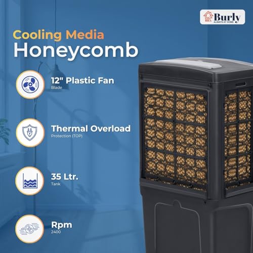 Image of BHABURLY | GLX 35 LTR | Personal Portable Cooler with Anti Bacterial Honeycomb | Highest Airthrow in Segment | Auto Swing | 3 Speed Control | Low Power Consumption | One Year Warranty