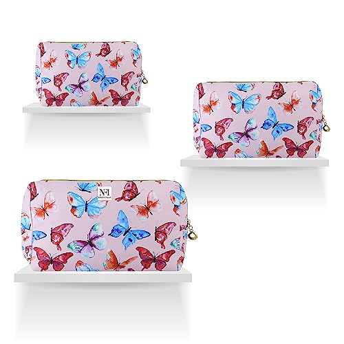 Image of NFI essentials Makeup Pouch Set of 3 Piece, Stylish Pouches for Makeup Accessories, Travel Pouch for Women, Cosmetic Pouch, Vanity Case, Jewellery Pouch, Toiletry Make up Bag