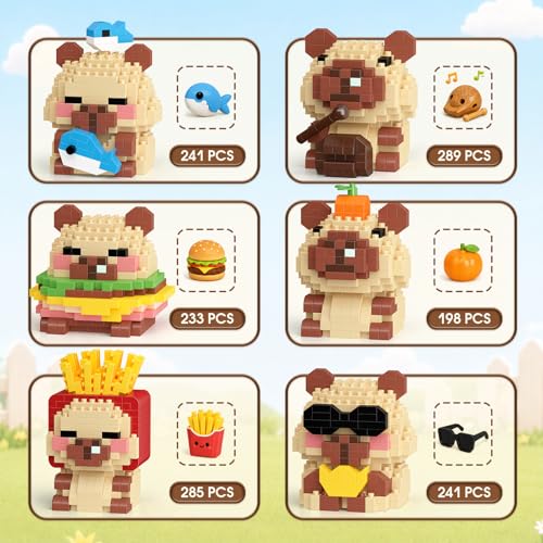 Image of HIGH GODO Capybara Party Favors Mini Building Set, 1202PCS Cute Capybara Animals Set for Goodie Bag Stuffers, Party Favors Birthday Easter Gift for Adult Teens 14+(Not Compatible with Major Brand)