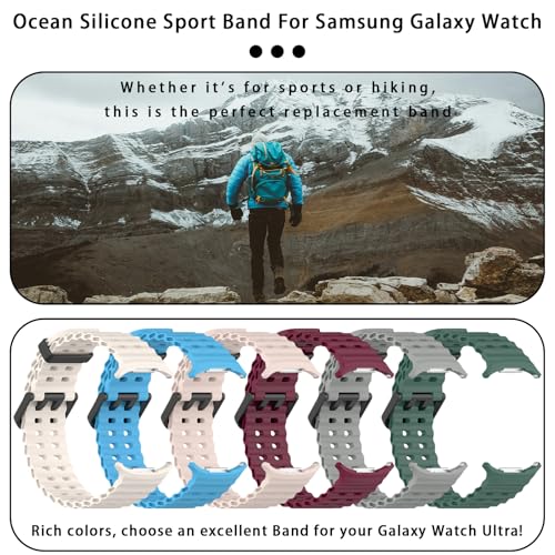 Pacote com 2 pulseiras esportivas de silicone oceânico para Samsung Galaxy Watch Ultra de 47 mm, pul