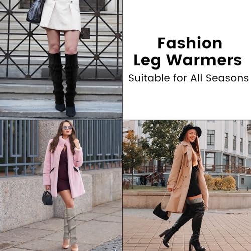 Image of Clothirily Leg Warmers - 2 Pairs Knit Leg Warmers for Women 80s Fashion Long Socks for Sports Party Yoga Winter Accessories