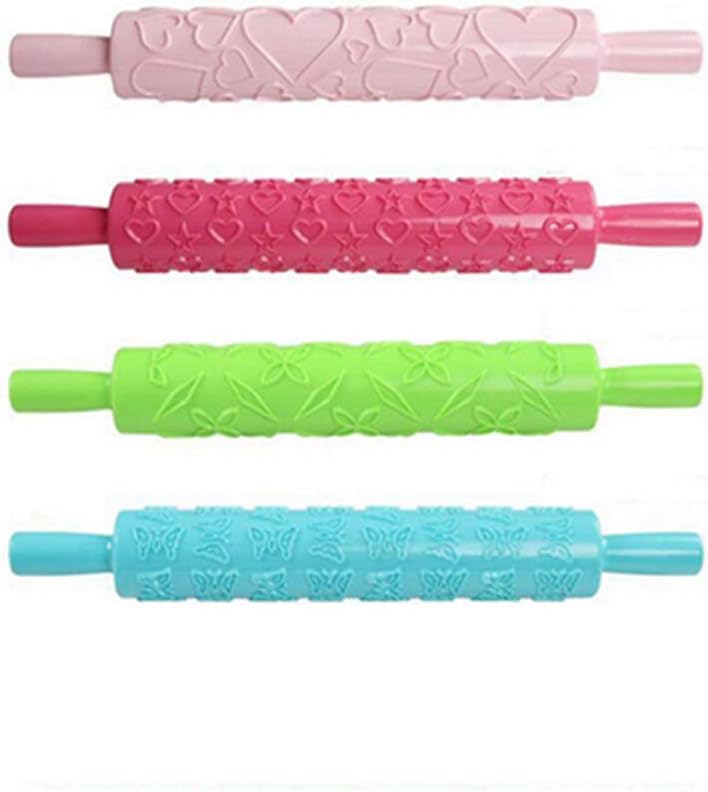 1 Pc Embossed Rolling Pin Exquisite Texture Rolling Pins（12 style color random）