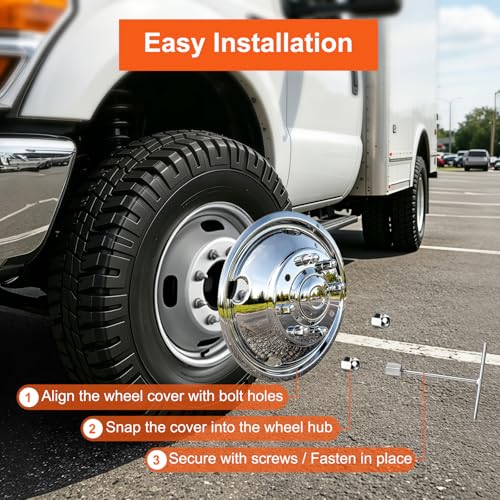 Image of Wheel Simulators Stainless Steel Bolt Kit Fit for Pick-up Trucks Vans RV Hub Caps Rim Skin Chrome Cover Parts (19.5 inch 8Lug for2002)