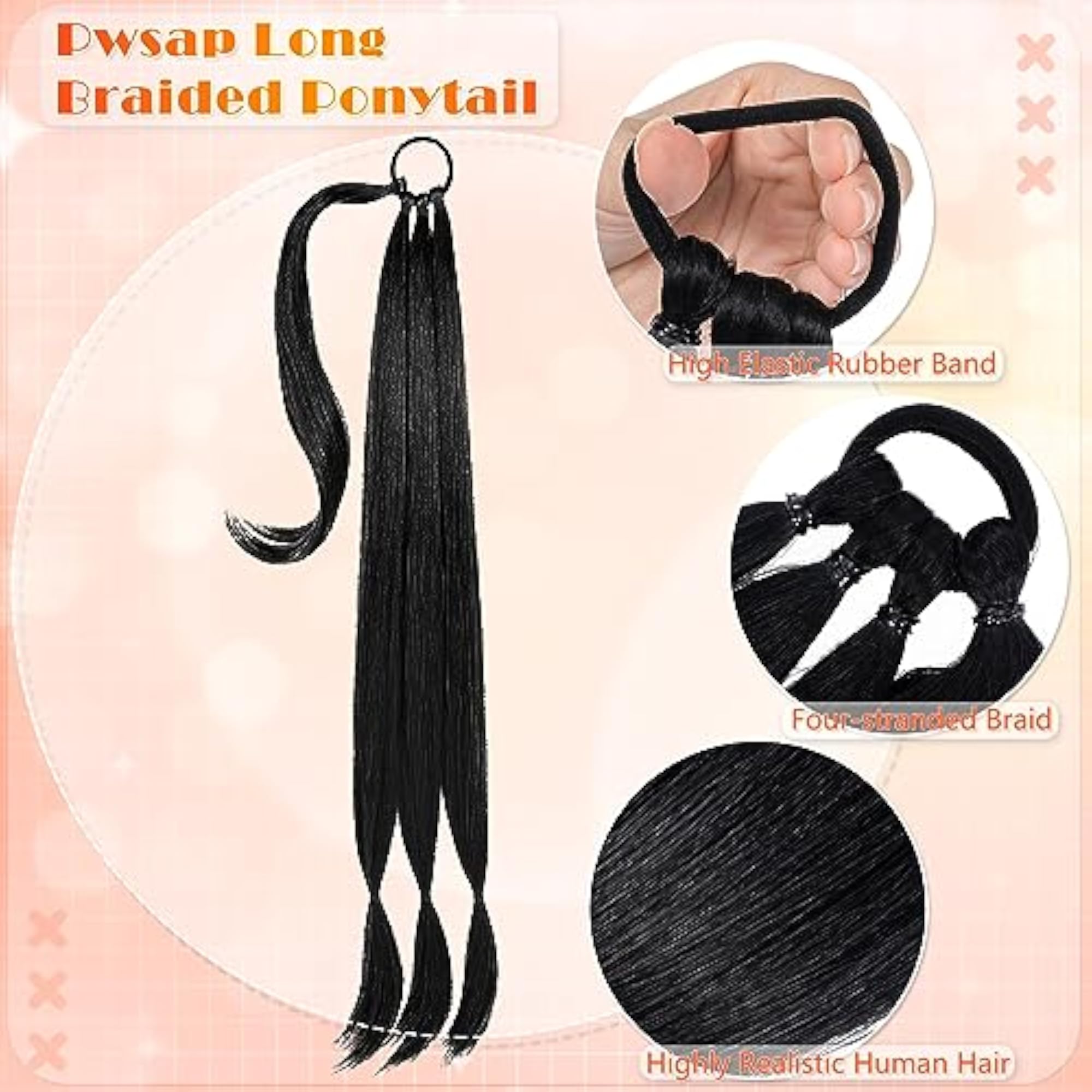 25" Long Straight Ponytail Hair Extension with Clips
