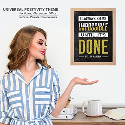 Image of Chaka Chaundh Wood - Motivational Quotes Rectangular Wall Mount Frames -Photos With Quotes For Office,Student And Study Room -(14 X 11 Inches) (It Always Seems Impossible Until Its Done - Yellow)