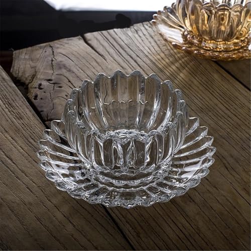 Copa de vidrio con rayas en relieve y plato de alta transparencia 8