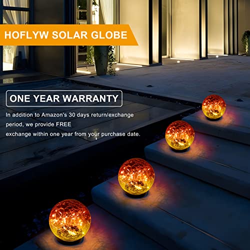 Hoflyw Solar Globes Lights Outdoor Garden Decor Solar Balls For Garden Crackle Glass Solar Lights Yard Decor 1 Pack For Outdoor Decor Decorations Pathway Patio Yard Lawn (Gradient Red, Medium 1 Pack) #TOP2