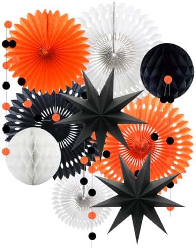 Orange White Black Halloween Decorations, Hanging Tissue Paper Fa...