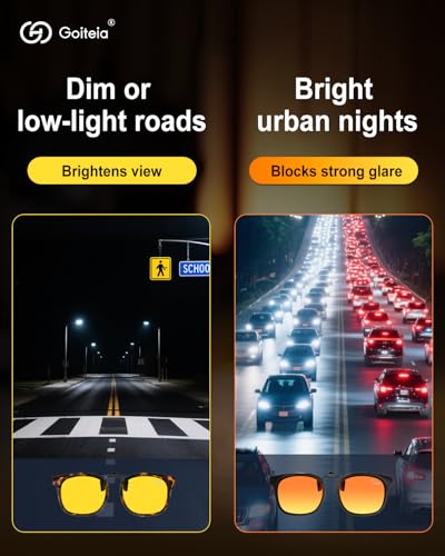 Image of Goiteia Oversized Night Driving Glasses Clip on For Driving-Polarized Anti Glare From Headlights,Framed To Conceal Glasses